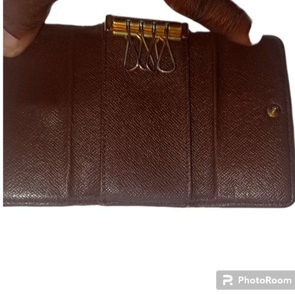 LOUIS VUITTON DAMIER EBENE MONOGRAM CANVAS LEATHER KEYHOLDER EUC - Picture 5 of 12